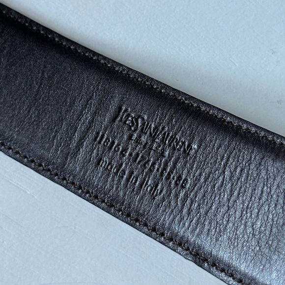 YVES SAINT LAURENT YSL LOGO BUCKLE BLACK GENUINE LEATHER BELT SZ LARGE 95 / 38 - Picture 12 of 16